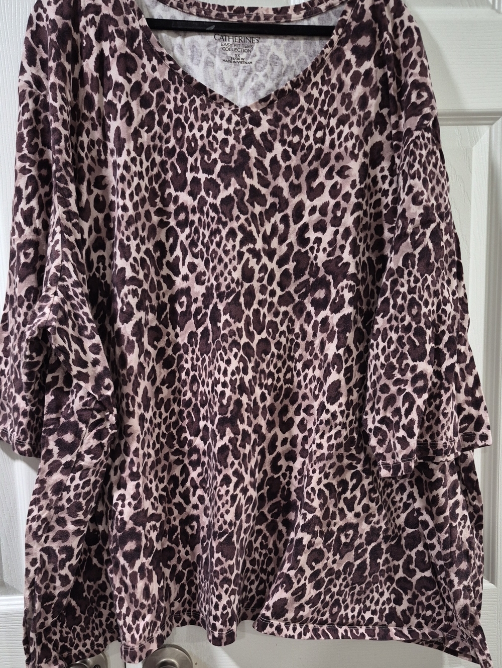 Catherines Mauve and Dark Brown Leopard V-Neck Tunic